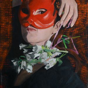 Masque-rouge-et-fleurs-blanches-juan-rojo-galerie-21