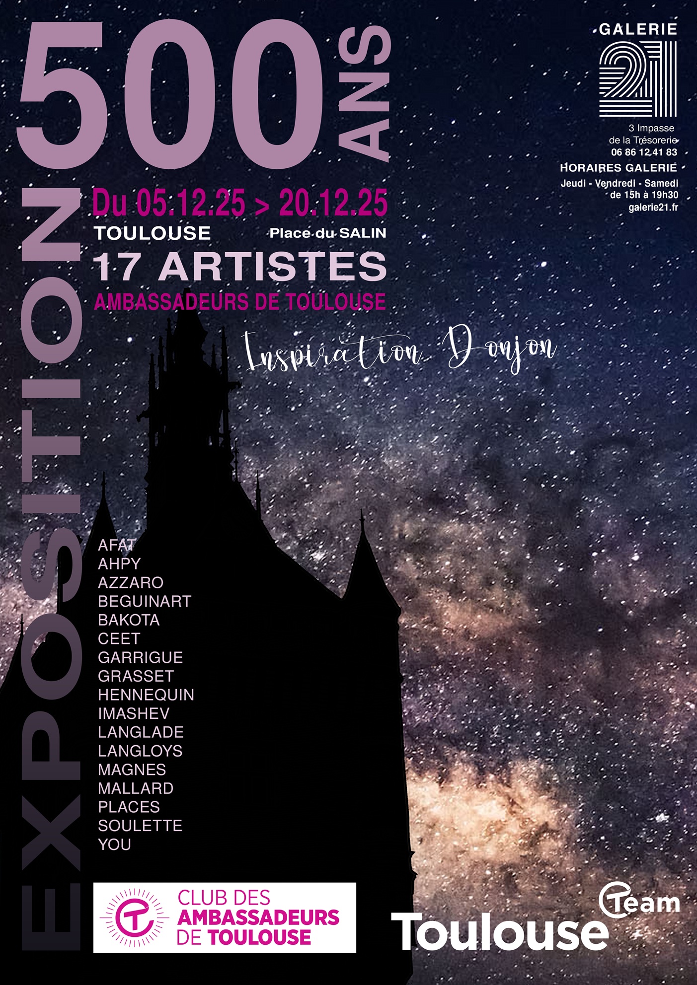 Affiche Ambassadeurs Galerie 21 expo inspiration Donjon